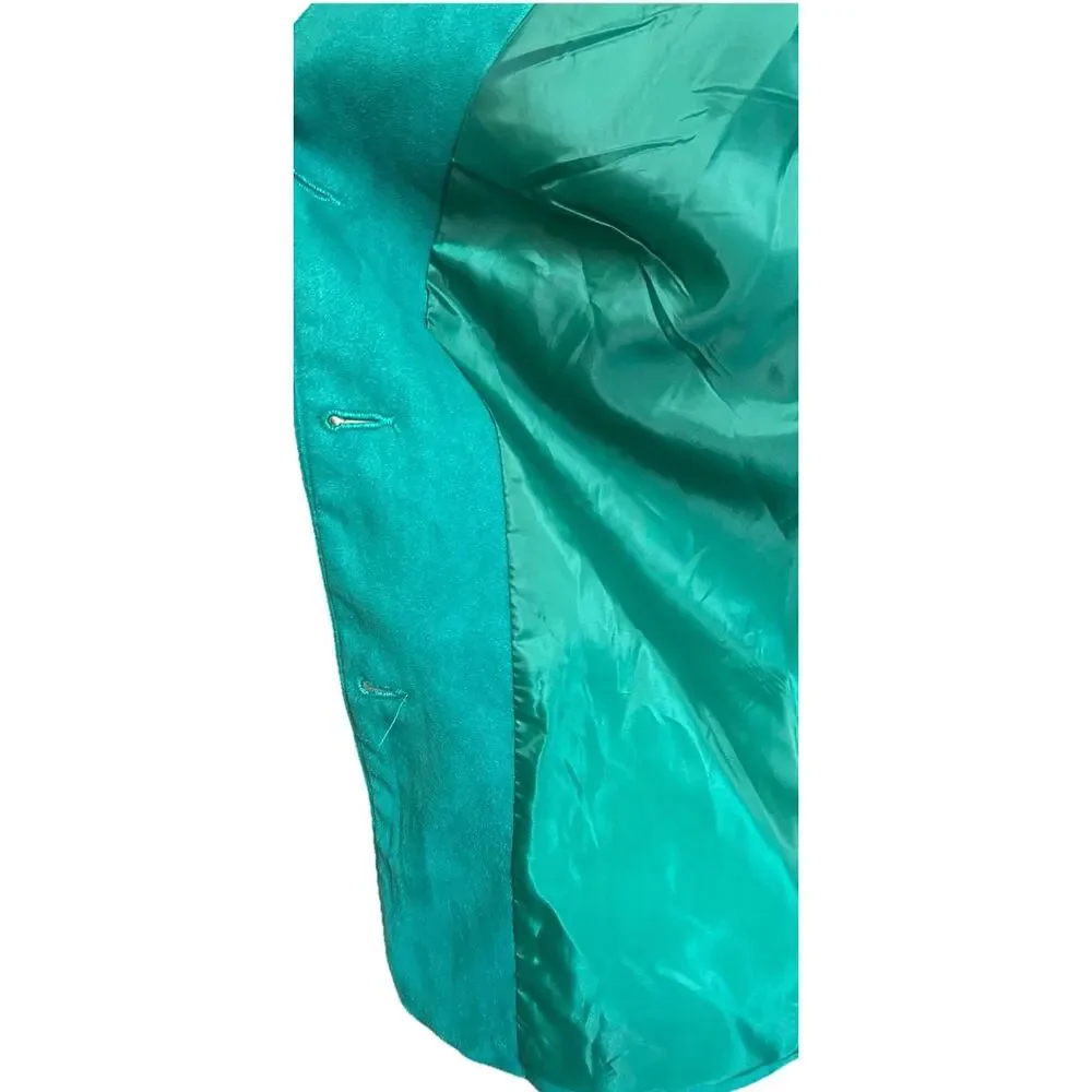 VTG 80s faux suede Coat Emerald Green Jacket Asian Blazer Office Soft Comfy 18W